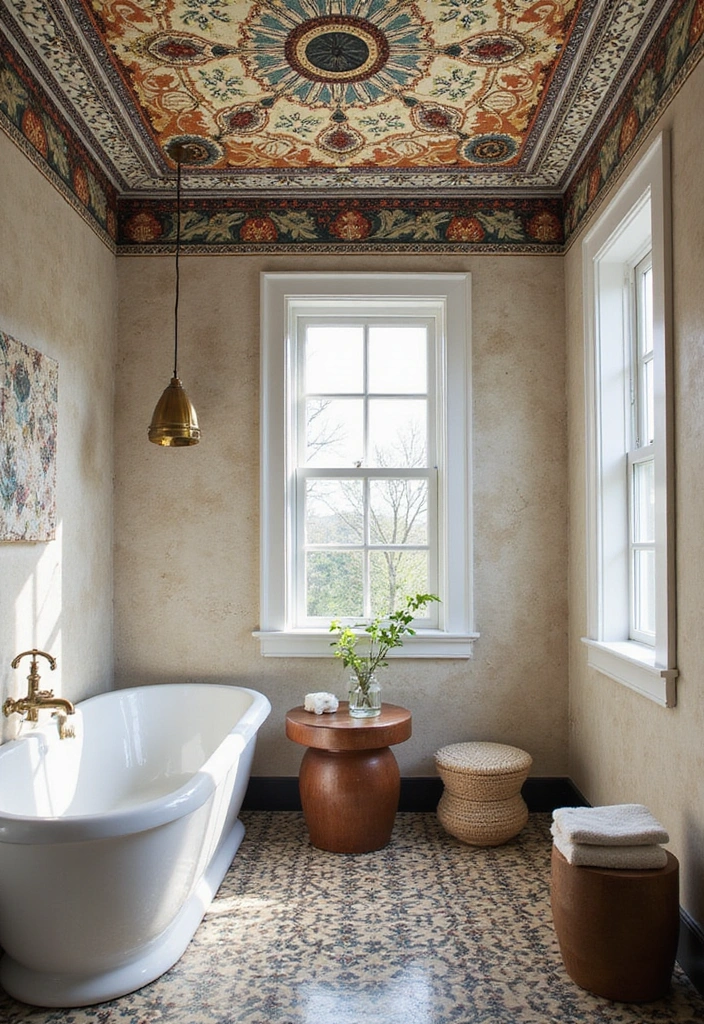 25 Retro Bathroom Design Ideas Featuring Groovy Tiles and Funky Fixtures for a Bold 70s Revival - 18. Decorative Ceiling Tiles