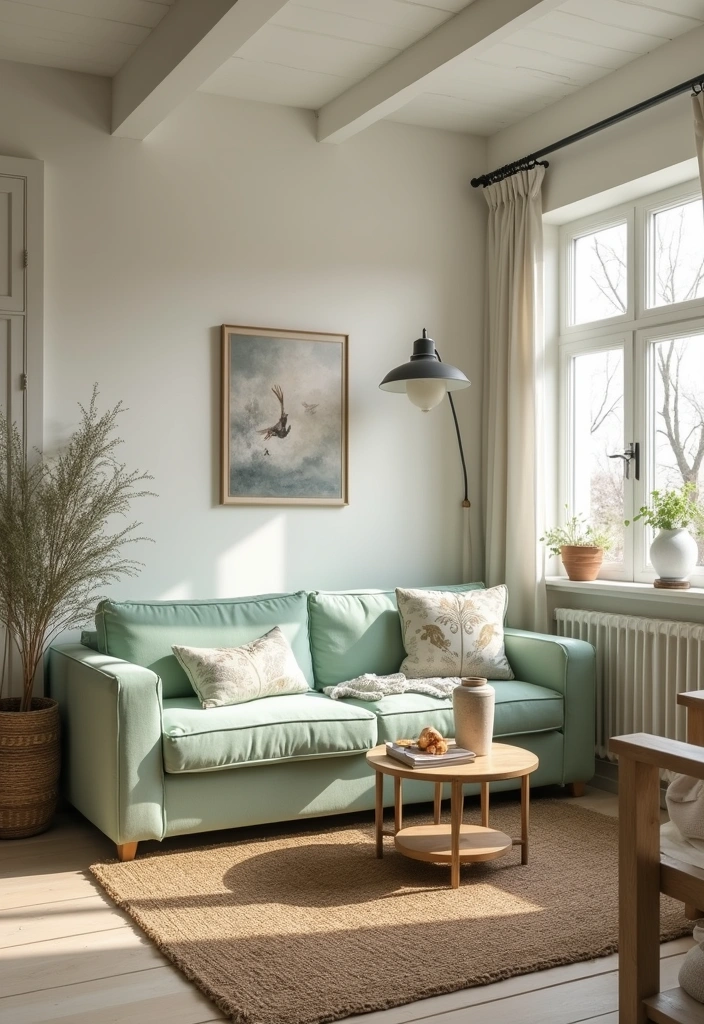 28 Easy & Stunning Green Couch Living Room Ideas for Busy Women Who Love Style - 9. Farmhouse Chic