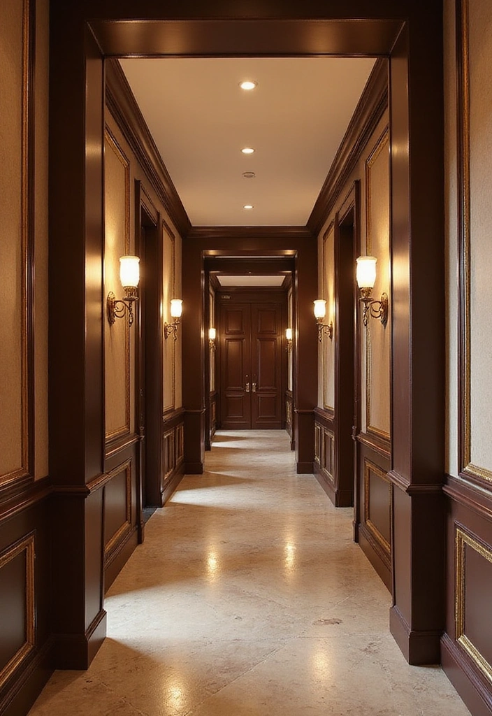 20 Jaw-Dropping Wall Trim Ideas That Will Transform Your Hallway with Two Tone Colors! - 15. Chic Metallic Accents