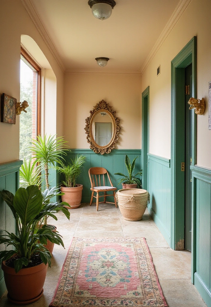 20 Jaw-Dropping Wall Trim Ideas That Will Transform Your Hallway with Two Tone Colors! - 20. Tropical Vibes
