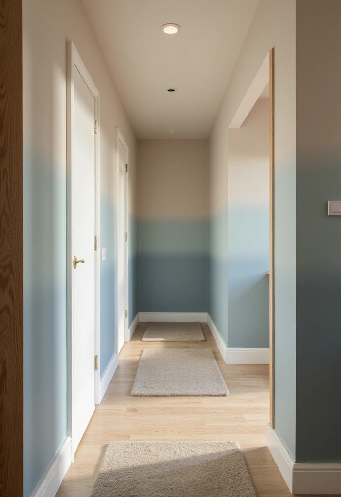 20 Jaw-Dropping Wall Trim Ideas That Will Transform Your Hallway with Two Tone Colors! - 7. Ombre Effect