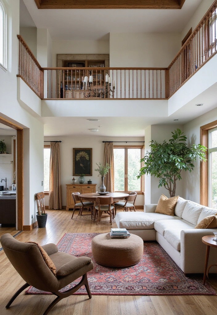 22 Effortless Vintage Modern Living Room Ideas Featuring Neutral Palettes and Smart Storage Solutions - 19. Open-Concept Layout