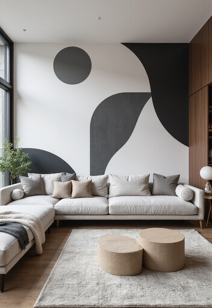 24 Stunning Large Wall Decor Ideas to Elevate Your Living Room with Colorful Murals! - 3. Geometric Patterns
