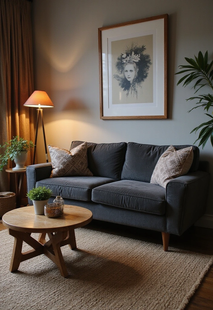 26 Elegant Charcoal Sofa Ideas That Make a Statement in Your Living Room! - 1. Mid-Century Modern Charm
