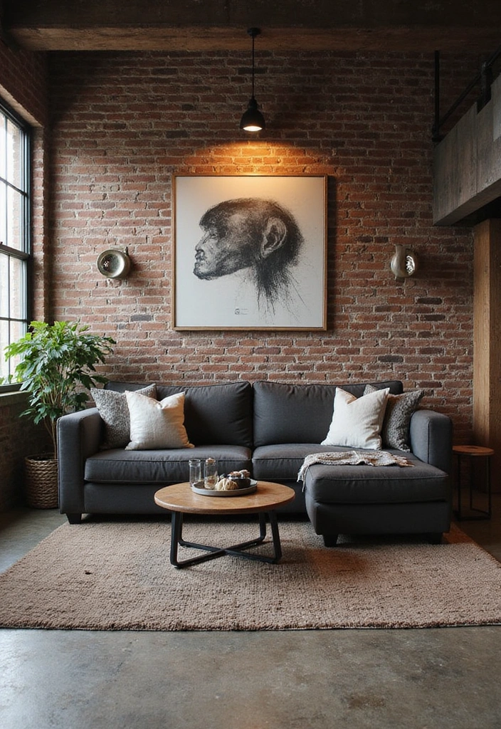 26 Elegant Charcoal Sofa Ideas That Make a Statement in Your Living Room! - 11. Industrial Edge