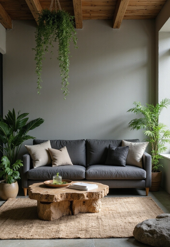 26 Elegant Charcoal Sofa Ideas That Make a Statement in Your Living Room! - 24. Nature-Inspired Palette