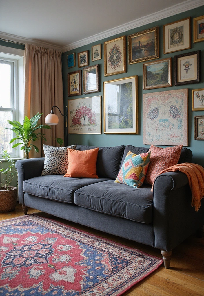 26 Elegant Charcoal Sofa Ideas That Make a Statement in Your Living Room! - 5. Eclectic Mix