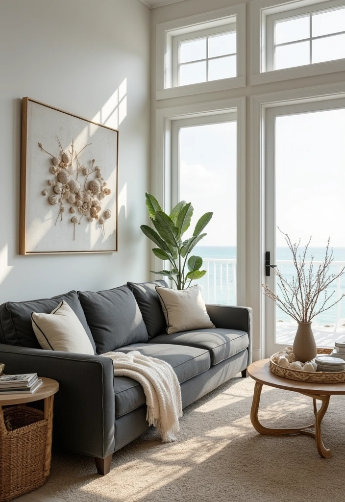 26 Elegant Charcoal Sofa Ideas That Make a Statement in Your Living Room! - 6. Coastal Serenity