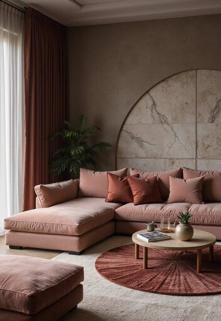 29 Transitional Earth Tone Palettes for Polished and Timeless Interiors - 10. Velvet and Stone
