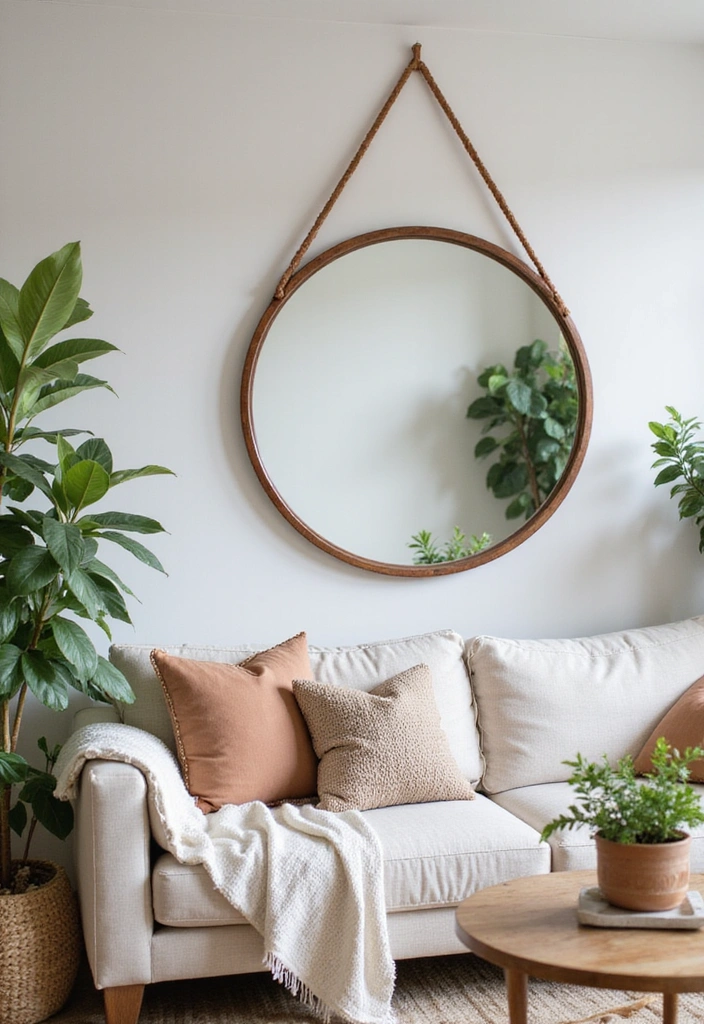33 Boho Mirrors That Bring Cozy Charm and Style to Every Room in Your Home - 8. Circular Mirror with Wooden Frame