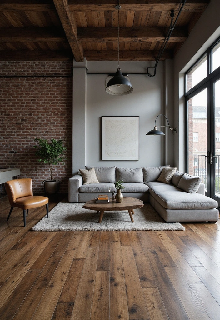 How to Mix Paint Colors and Natural Textures with Dark Wood Floors for a Balanced Look - 12. Urban Edge with Industrial Elements