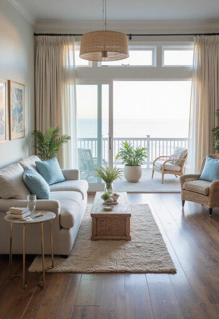 How to Mix Paint Colors and Natural Textures with Dark Wood Floors for a Balanced Look - 15. Coastal Vibes with Light and Airy Decor