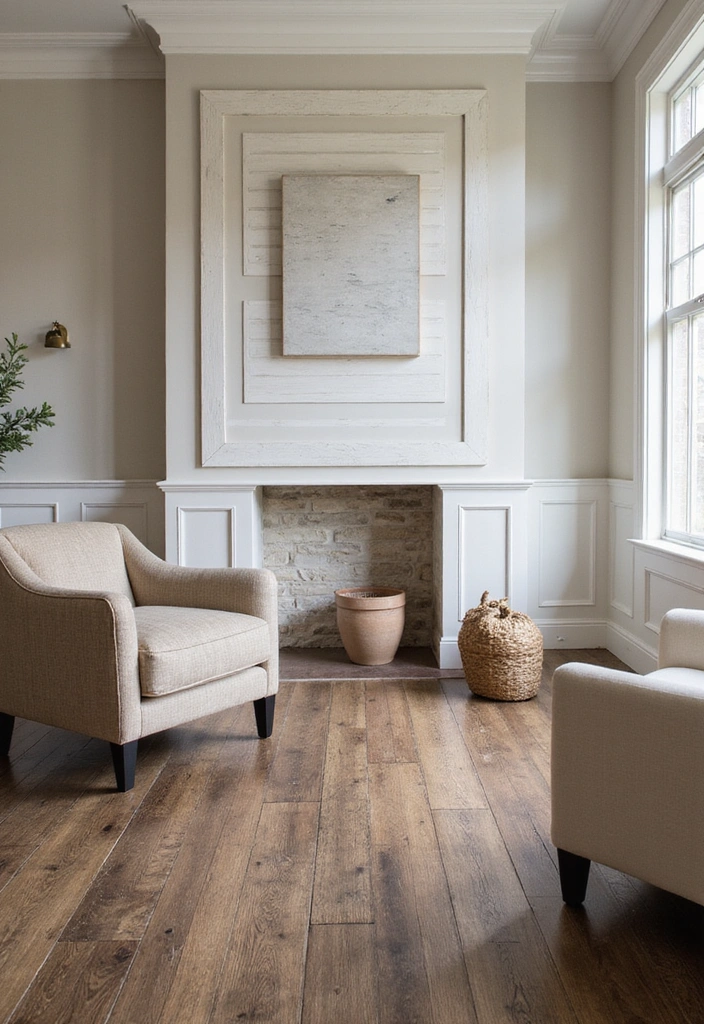 How to Mix Paint Colors and Natural Textures with Dark Wood Floors for a Balanced Look - 17. Textured Wall Treatments
