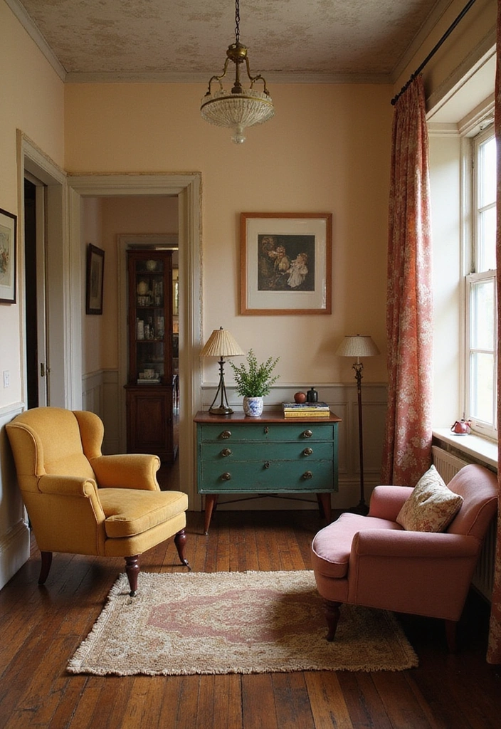 How to Mix Paint Colors and Natural Textures with Dark Wood Floors for a Balanced Look - 18. Vintage-Inspired Color Palettes