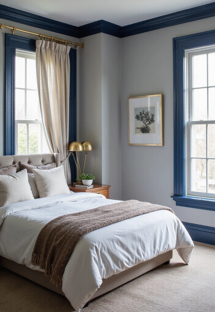 Refresh Your Home’s Look with Stunning Contrast Trim Paint Combinations - 2. Soft Gray and Bold Navy