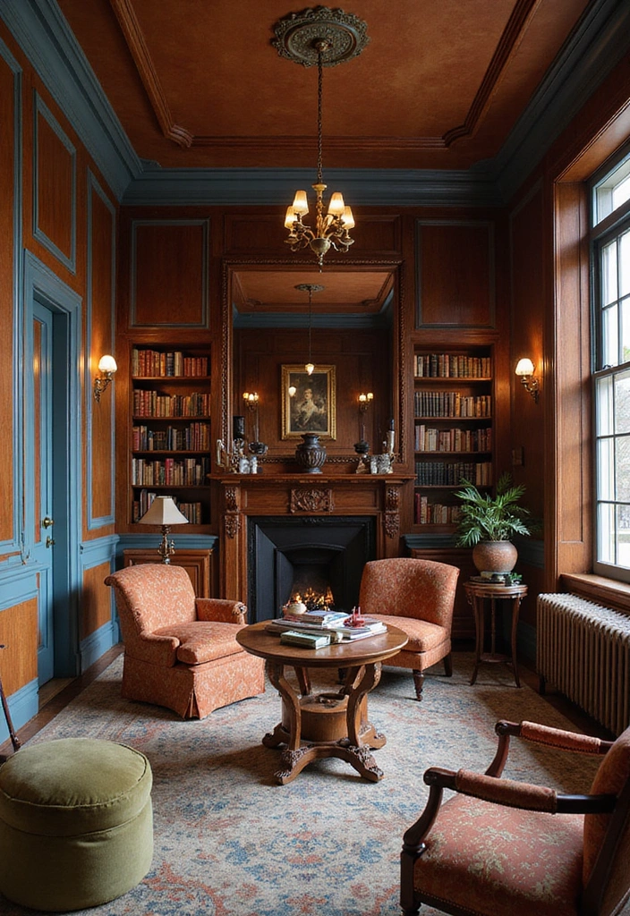 Refresh Your Home’s Look with Stunning Contrast Trim Paint Combinations - 20. Rich Mahogany and Soft Sky Blue