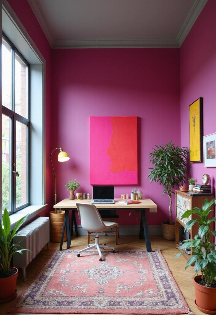 Refresh Your Home’s Look with Stunning Contrast Trim Paint Combinations - 25. Vibrant Magenta and Soft Grey