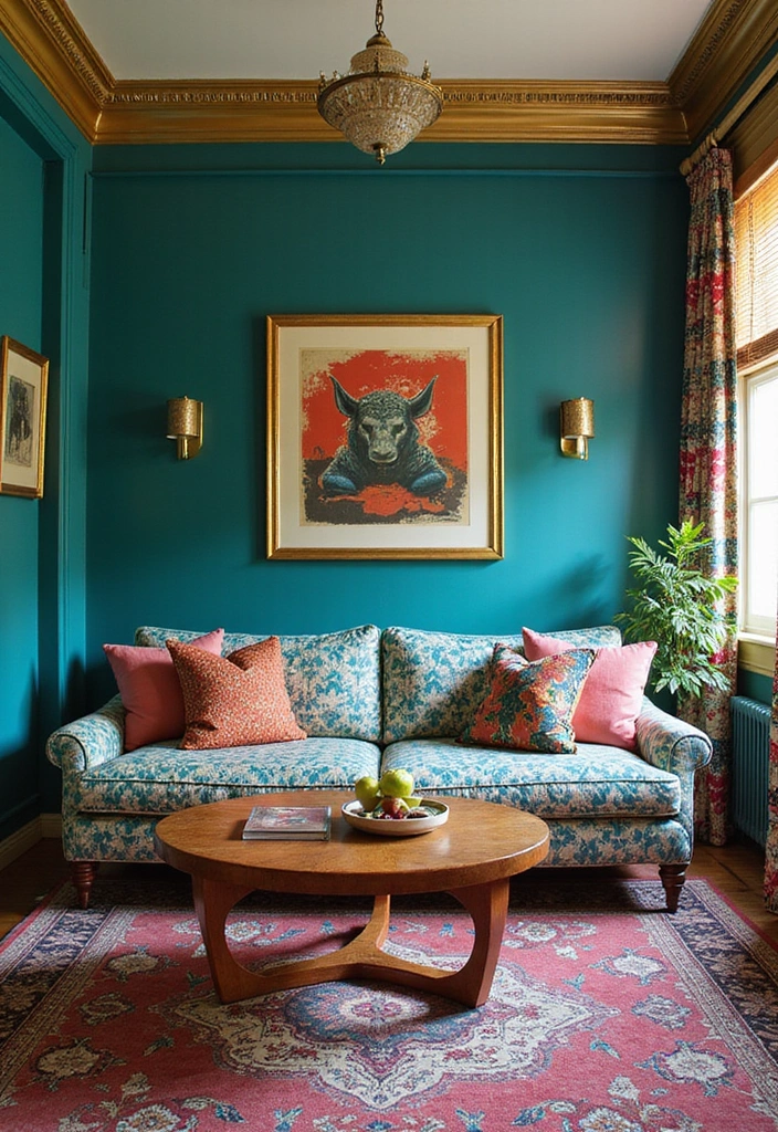 Refresh Your Home’s Look with Stunning Contrast Trim Paint Combinations - 9. Vibrant Teal with Warm Gold