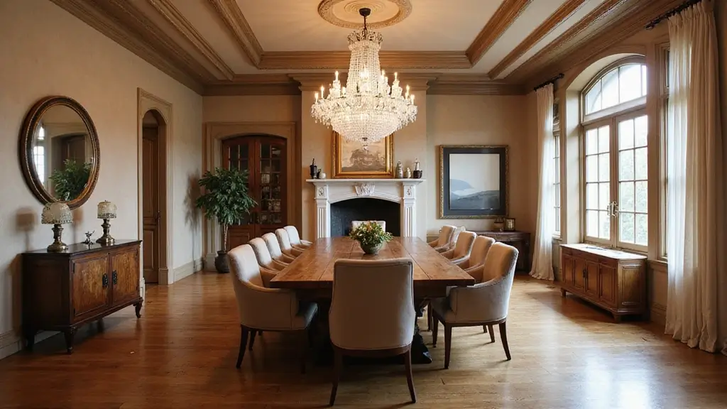 21 Luxe Transitional Dining Room Ideas with Hardwood Floors and Crystal Chandelier Drama