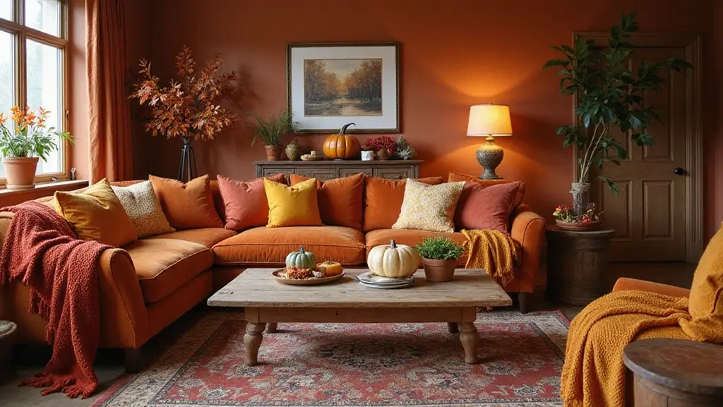 30 Cozy Fall Living Room Ideas 2025: Warm Color Palettes with Velvet Accents to Try - Home by Maria Faller