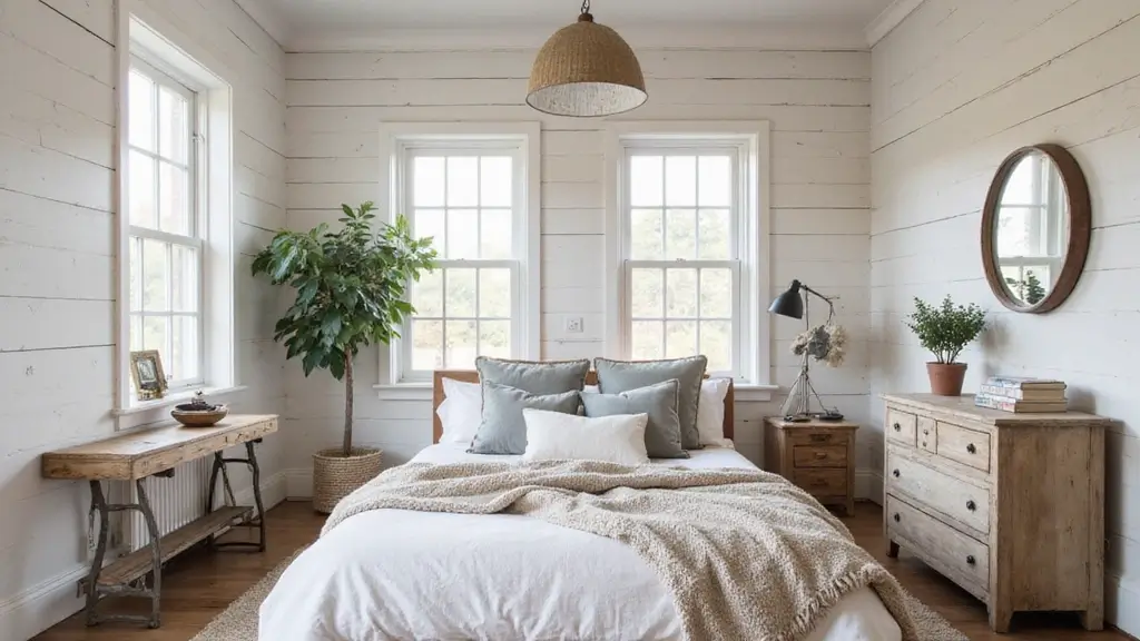 31 Whitewashed Shiplap Vintage Farmhouse Bedroom Inspirations for Studio Flats