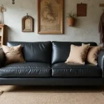 25 Cozy Furniture Pieces To Pair With A Black Leather Couch For Farmhouse Warmth