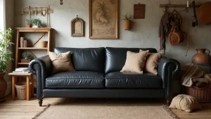 25 Cozy Furniture Pieces To Pair With A Black Leather Couch For Farmhouse Warmth