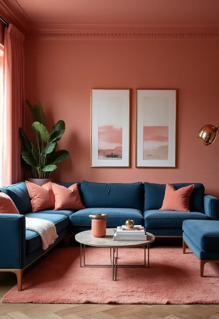 25 Luxurious Bold Color Palettes Featuring Jewel Tones & Deep Hues | Opulent Look! 💎 - 10. Warm Coral and Navy