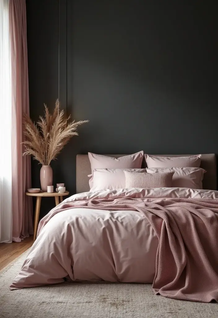 25 Luxurious Bold Color Palettes Featuring Jewel Tones & Deep Hues | Opulent Look! 💎 - 11. Charcoal and Dusty Rose