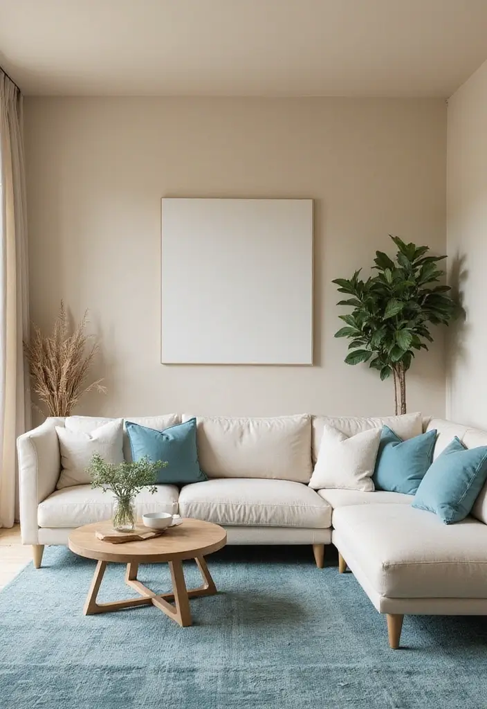 25 Luxurious Bold Color Palettes Featuring Jewel Tones & Deep Hues | Opulent Look! 💎 - 15. Creamy Beige and Ocean Blue