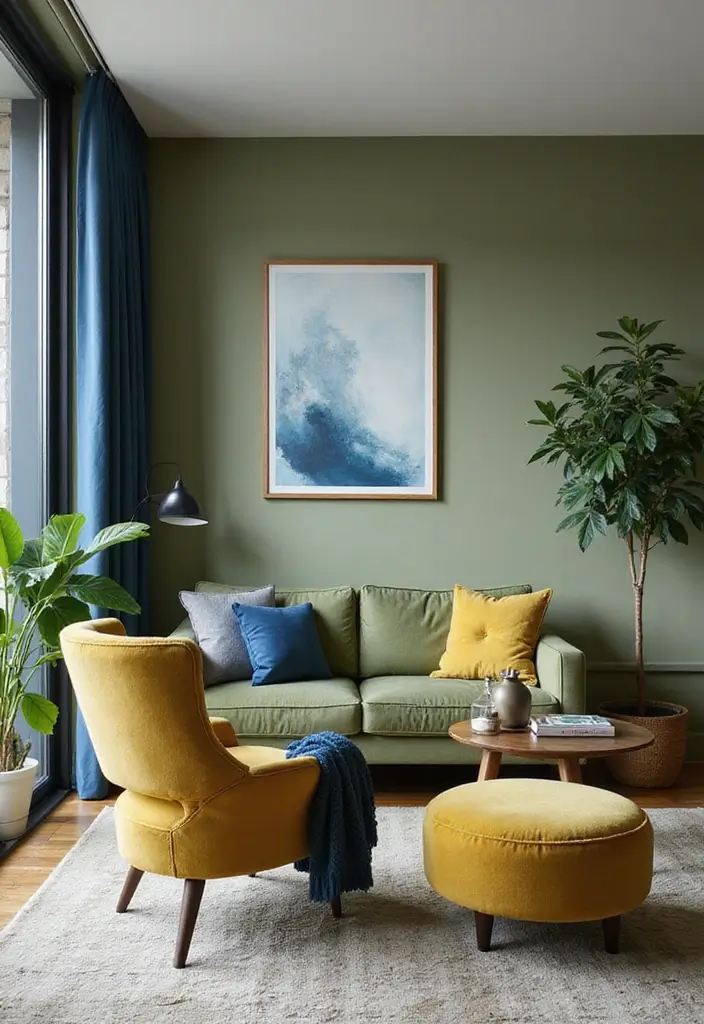 29 Balanced Olive Green Contrast Color Combinations For Harmonious High-Impact - Olive Green and Bright Indigo
