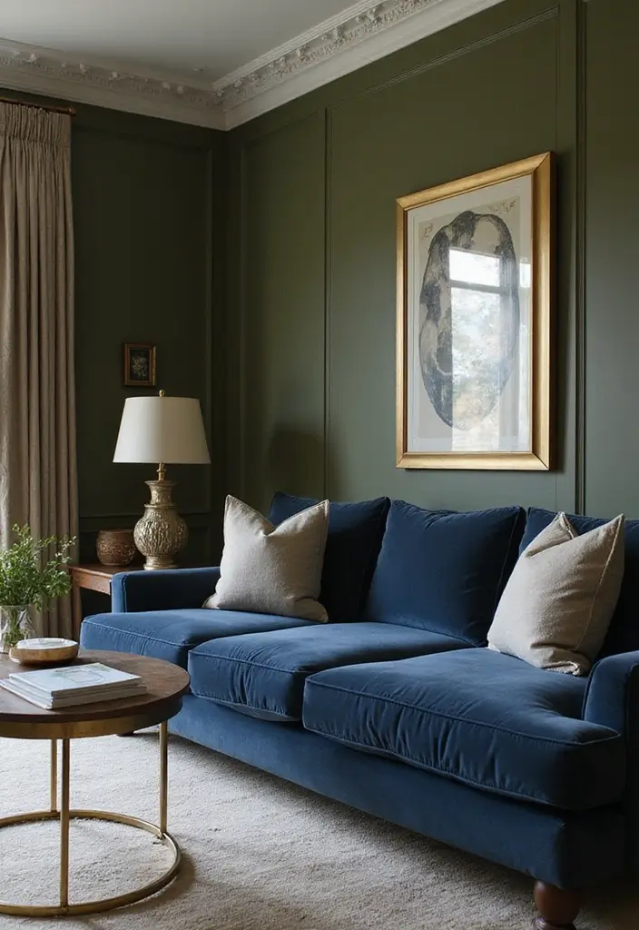 29 Balanced Olive Green Contrast Color Combinations For Harmonious High-Impact - Olive Green and Deep Navy Blue