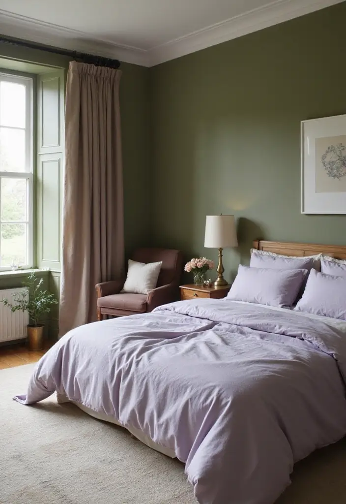 29 Balanced Olive Green Contrast Color Combinations For Harmonious High-Impact - Olive Green and Soft Lavender