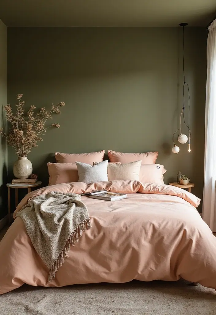 29 Balanced Olive Green Contrast Color Combinations For Harmonious High-Impact - Olive Green and Soft Peach