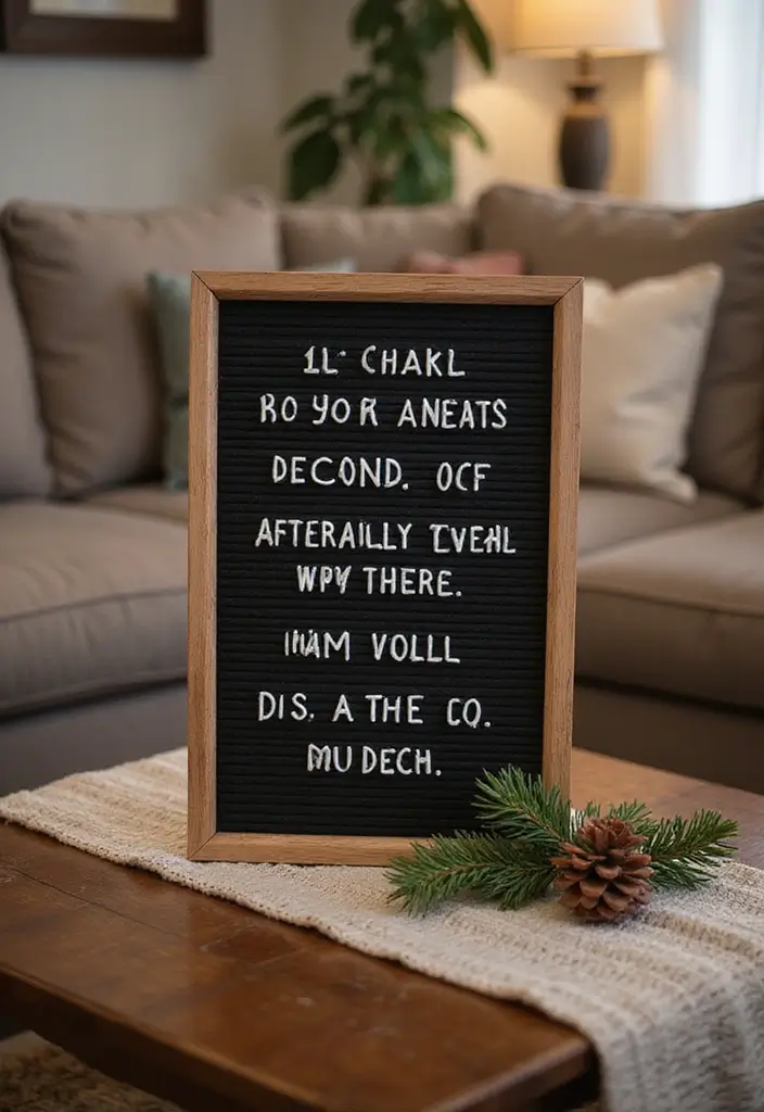 45 Cozy Farmhouse Coffee Table Fall Decor Ideas For A Warm & Inviting Living Room - 23. Cozy Message Board