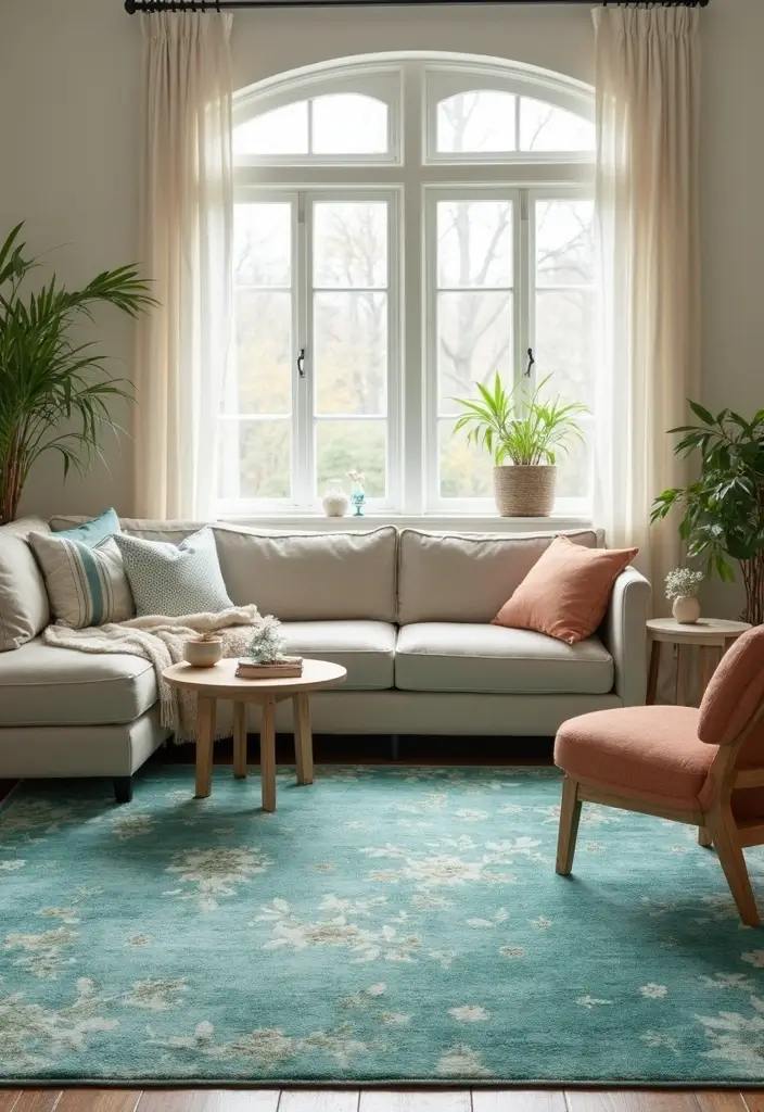 The Soothing Palette: 25 Muted Blue & Green Farmhouse Decor Ideas We Love - 16. Soft Blue and Green Rugs