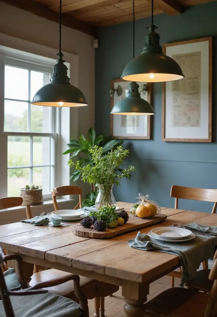 The Soothing Palette: 25 Muted Blue & Green Farmhouse Decor Ideas We Love - 20. Muted Blue and Green Lighting Fixtures