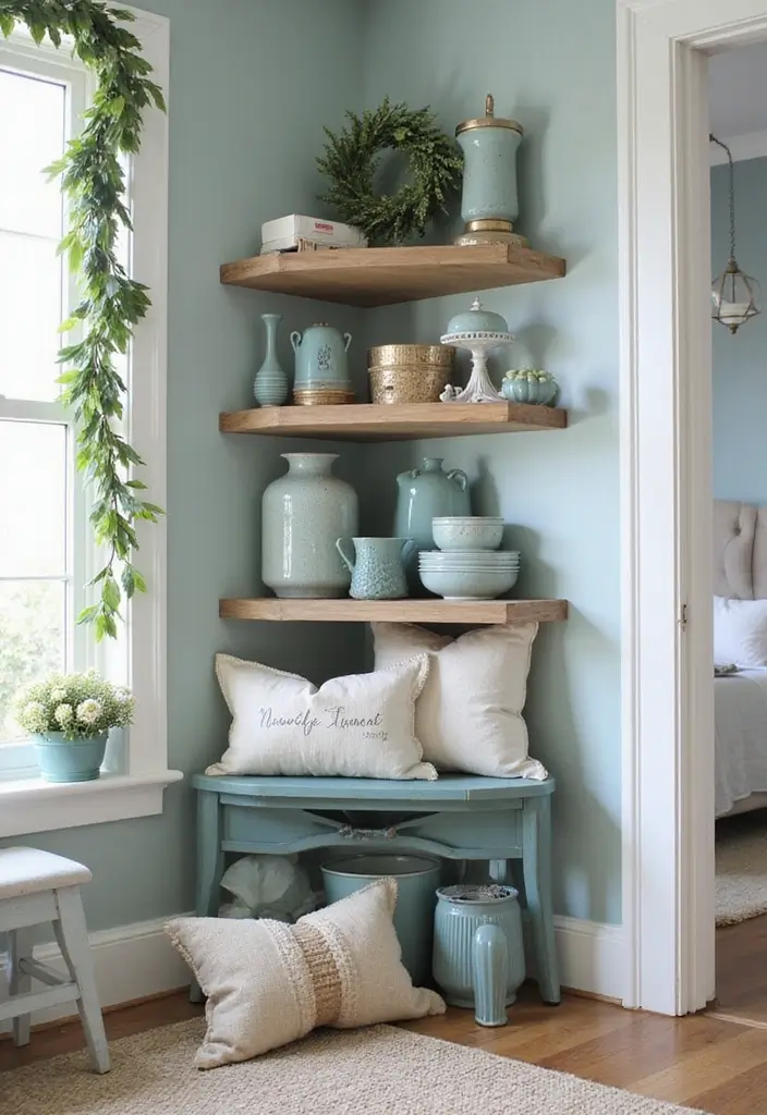 The Soothing Palette: 25 Muted Blue & Green Farmhouse Decor Ideas We Love - 22. Muted Blue and Green Seasonal Decor