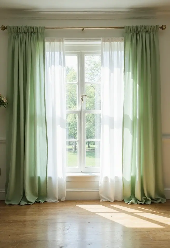 The Soothing Palette: 25 Muted Blue & Green Farmhouse Decor Ideas We Love - 9. Muted Green Curtains